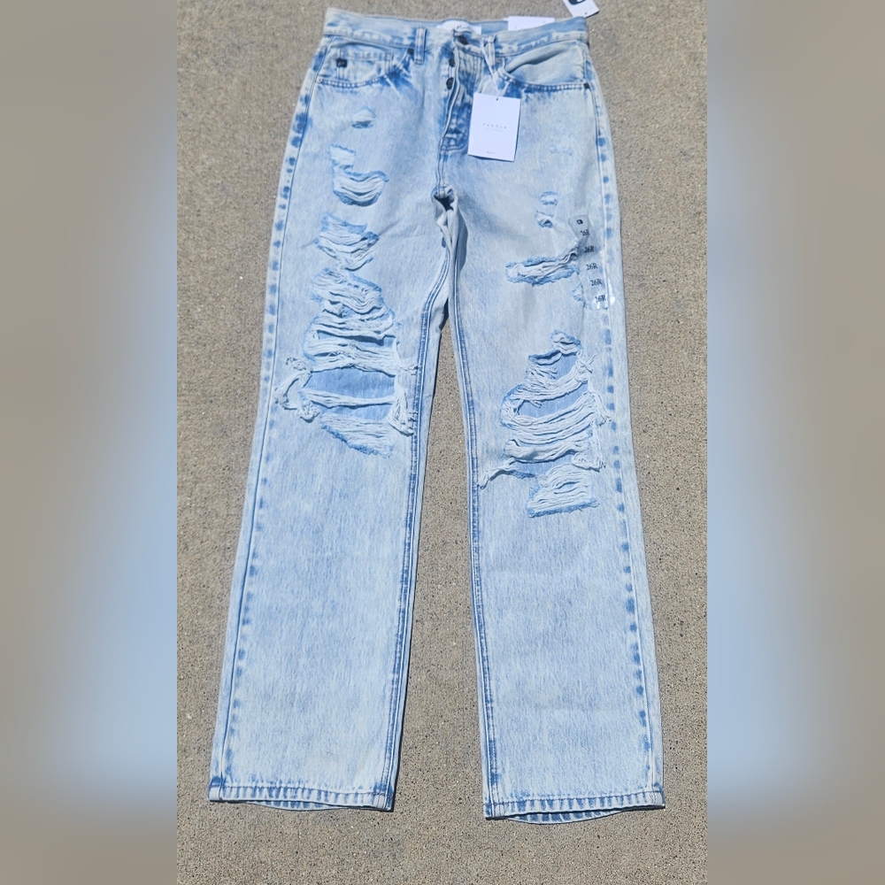 KanCan Light Blue Distressed Straight Leg Jeans